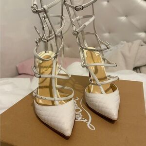White Christian Louboutin cage style heels size 37